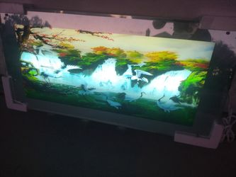 Illuminated Framed Landscape Wall Decor With Tropical Sounds