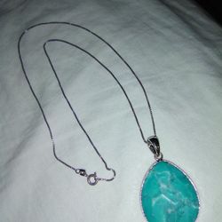 Natural turquoise pendant & 925 chain