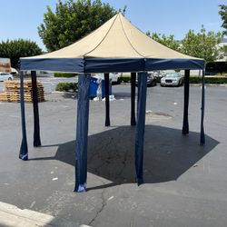 Brand New Easy pop up 13 ft. x 10 ft. Brown Outdoor Patio Pop-Up Octagonal Canopy Gazebo Tent with Mosquito Netting 