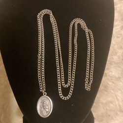 Stainless Steel 24” Necklace With Pendant 