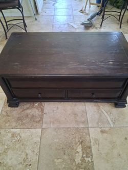 Dark Wood Coffee Table with Drawers