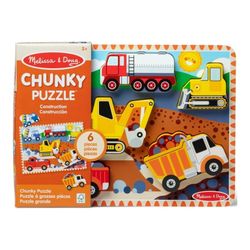 Melissa & Doug Construction Vehicles Wooden Chunky Puzzle (6 pcs) - FSC 
