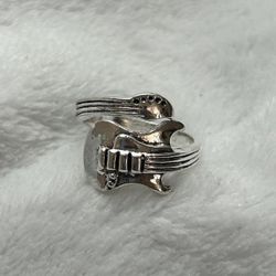 Alloy Silver Fashion Cool Open Ring, Rock Music Guitar Ring, Men's Retro Ring.    RGN-G 