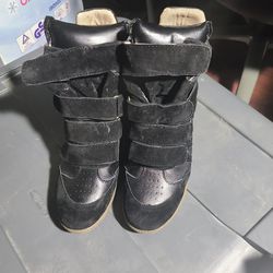 (Size 7.5) Women's Suede/Leather Black Hightops