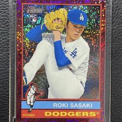 2025 Roki Sasaki Topps Heritage “Burgundy Sparkle Refractor” Rookie Card. Los Angeles Dodgers 