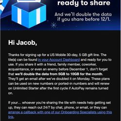 Free US Mobile 5GB Service (10GB if Redeemed by 12/1)