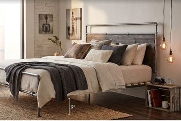 Custom Industrial King Bed Frame - Real Steel & Reclaimed Wood (Restoration Hardware style)