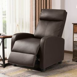 New Recliner Chair Padded Seat Pu Leather for Living Room Single Sofa Recliner Modern Recliner Seat Club Chair Home Theater Seating(Auburn Brown)  New