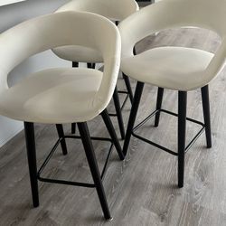 Leather Modern Counter 4 Chairs for Kitchen Island