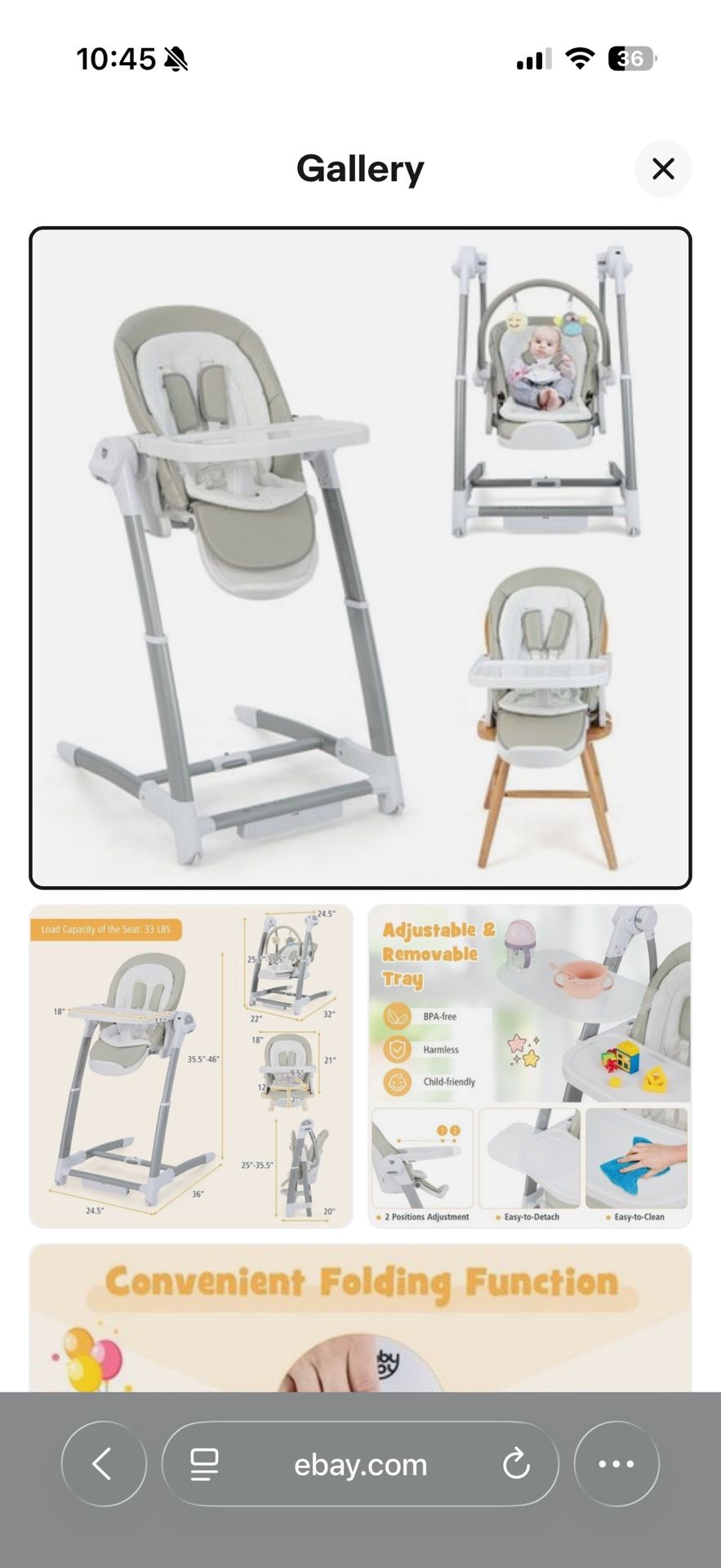 3-in-1 Baby High Chair w/ 8-Level Swing Speed & 3- Level Timer