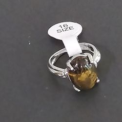 TIGER EYE  CLASSIC  LADIES NEW SIZE 6 POLISHED CABECHON RING