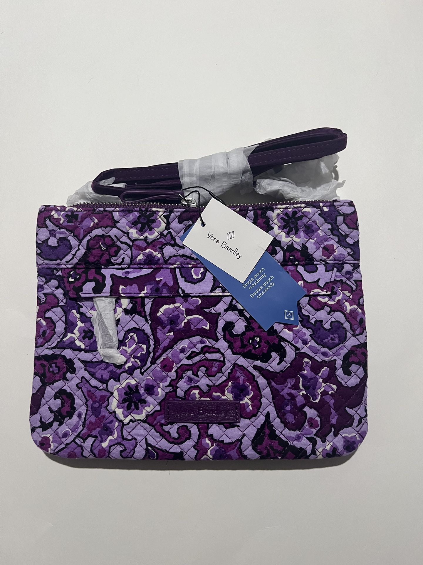 Vera Bradley RFID Purple Tapestry Pattern Crossbody Bag
