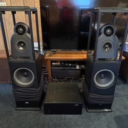 Acarian Alon Model ll  Stereo Loud Speakers with Black Orpheus Tri-Wire Speaker Cable