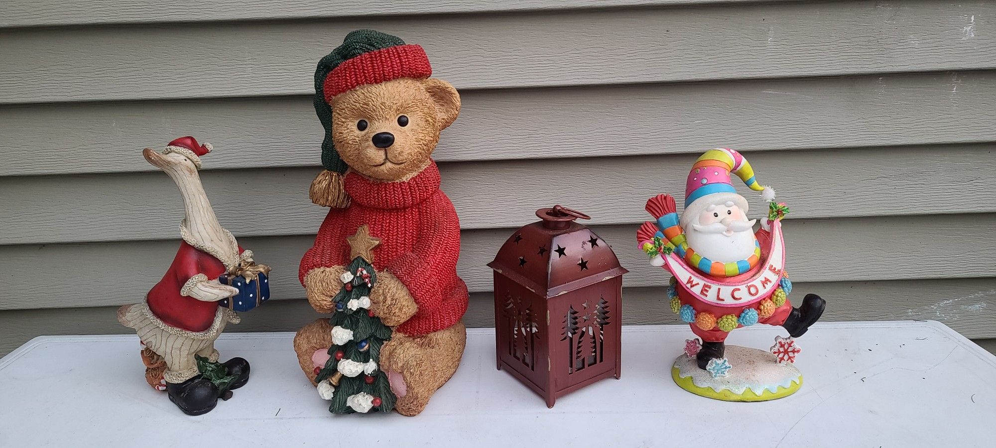 Outdoor Christmas Decor Santa, Bear, Duck & Lantern