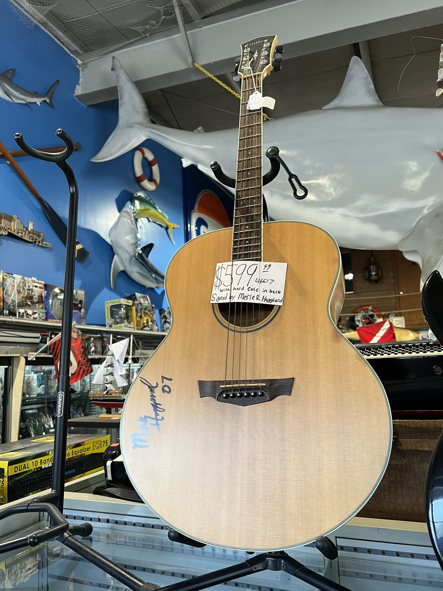 Parkwood PW-430FM acoustic guitar signed by Merle Haggaord pick up only 