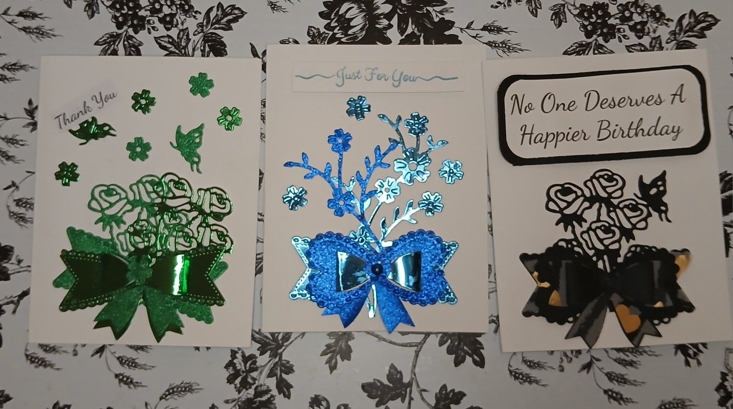 Handmade Beautiful Bow And Floral A Two Sides Greeting Cards
