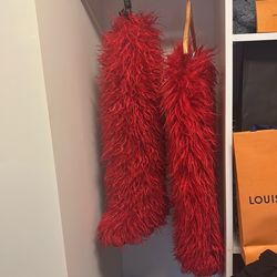 Red THIGH HIGH FLUFFY BOOTS 6