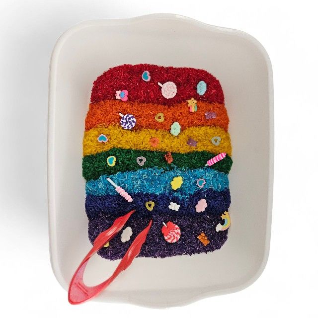 Candyland Rainbow Sensory Bin Kit - Rice 