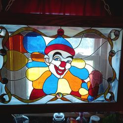 Stained Glass Clown With Original Paper Work
