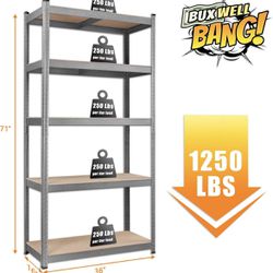5-Tier Metal Storage Shelves, Adjustable- New In Box