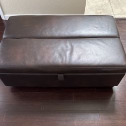 Brown Leather Ottoman 