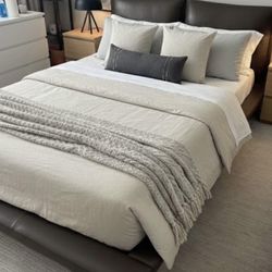 Leather queen bed frame retail 3k