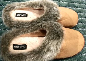 Nine West Women’s Microsuede with Pile Cuff Slippers