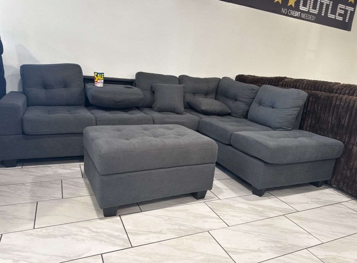 🛋️ NUEVA Sala Reversible Seccional en Caja! 📦  Cerca de 9 x 6 pies  COLOR Gris Cafe O black Entrega Disponible 🚛  
