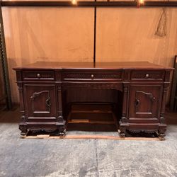 Solid Mahogany Wood Office Desk - Floral