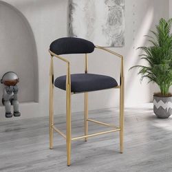 Modern Boucle Bar Stools Set of 4 Modern Upholstered Bar Height Barstools Vintage High Island Chairs