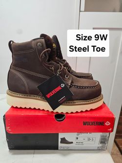 Wolverine Steel Toe Work Boots Size 9W