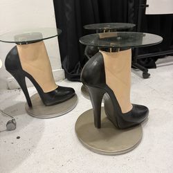 3 High-Heel Leg Glass Display Tables – Boutique / Art Furniture