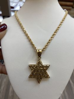 10k gold rope chain and pendant combo, Star of David