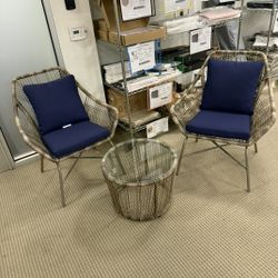 3-Piece Gray Wicker Patio Set 