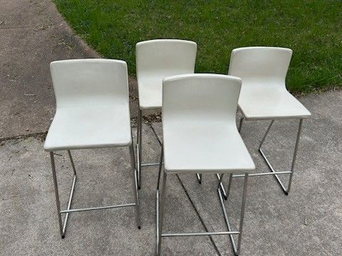Bar Stool Seat White Leather