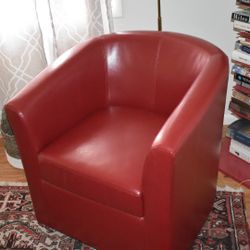 Wilmore 30” Faux Leather Swivel Barrel Chair