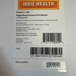 Digital Blood Pressure Arm Monitor