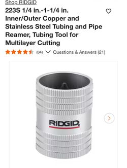 RIDGID 223S 1/4 in.-1-1/4 in. Inner/Outer Copper and Stainless Steel Tubing and Pipe Reamer, Tubing Tool for Multilayer Cutting