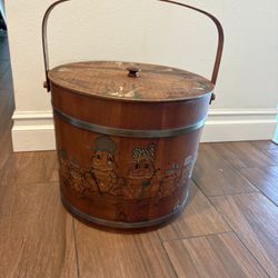 Vintage Hand Painted Wooden Basket 