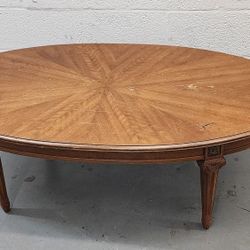 ✨ Stunning Mid-Century Sunburst Oval Coffee Table - A Ray of Vintage Elegance