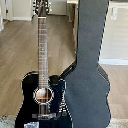 Takamine GD30CE-12 BLK – 12-String Acoustic-Electric (Like New) + Case & Stand
