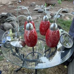 Red  Swirl Art Glass Pendant Light Hanging Ceiling  Fixture Lighting Hardwire 