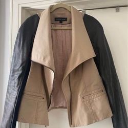 Andrew Marc Leather Sleeve Moto  Jacket