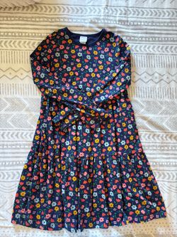 Girls Hanna Andersson Navy Floral Long Sleeve Tiered Dress