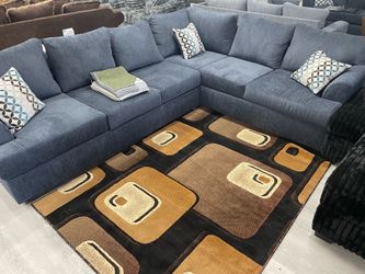BLUE L-SHAPED SECTIONAL