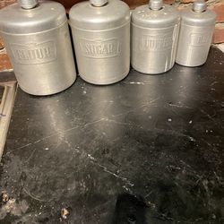 Vintage Kitchen Aluminum Four Piece Canister Set