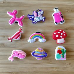 Assortment of 9 Charms for Crocs Shoes pink Cute