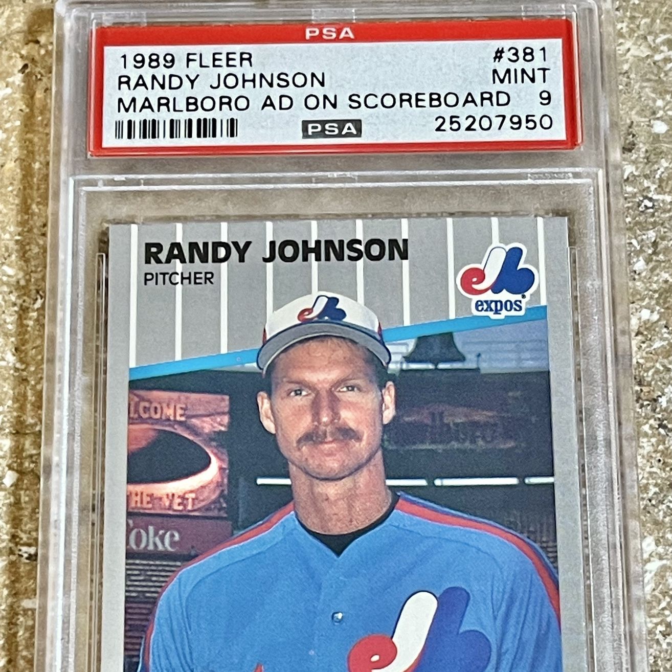 1989 Fleer Randy Johnson RC Rookie Card Marlboro sign Iconic Error 