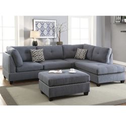 Gorgeous Gray Colored 3 Piece Sectional Set