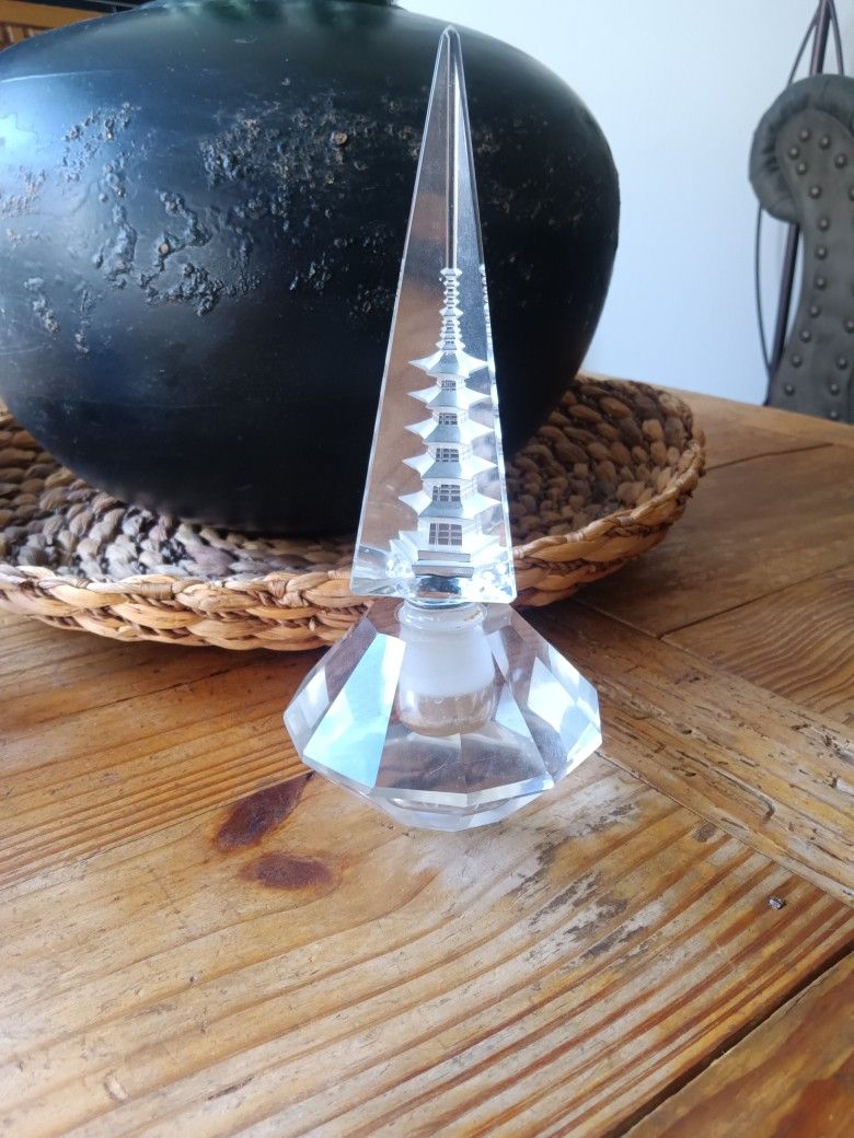 Antique Glass Perfume Bottle Japanese Pagoda